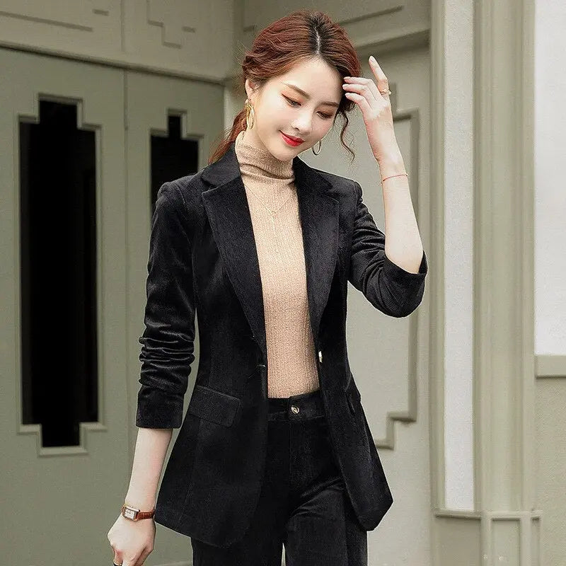 Blazer Noir Velours Femme