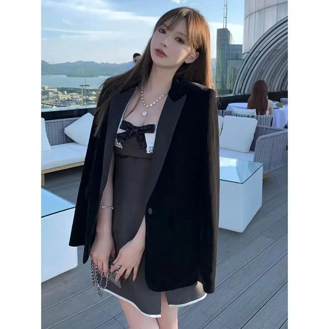 Blazer Velours Femme Noir