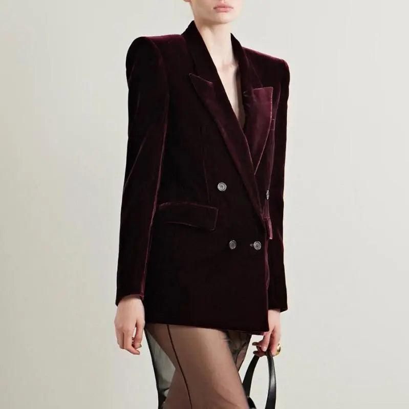 Blazer Velours Violet Femme