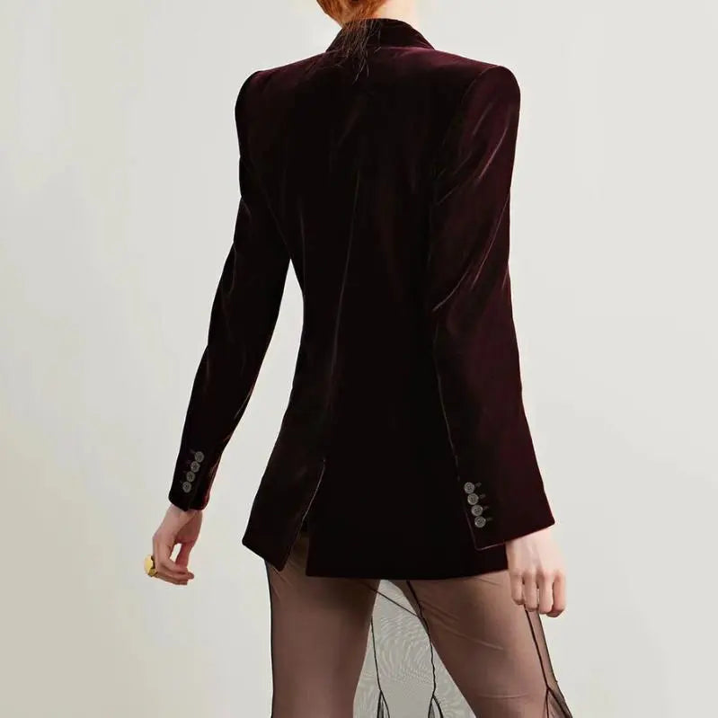 Blazer Velours Violet Femme
