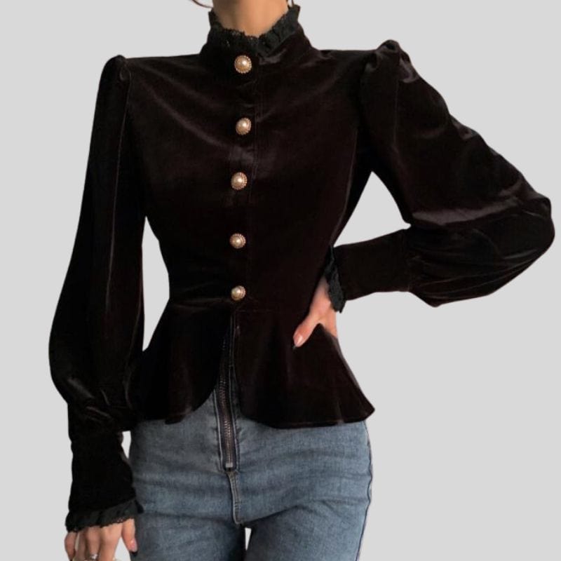 Chemise Femme Velours Noir
