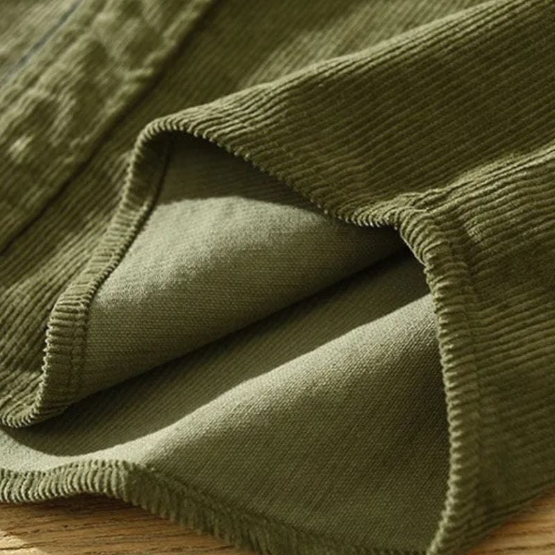 Chemise Homme Velours Côtelé Vert Kaki