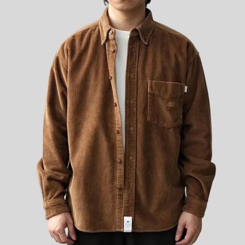 Chemise Homme Velours Marron