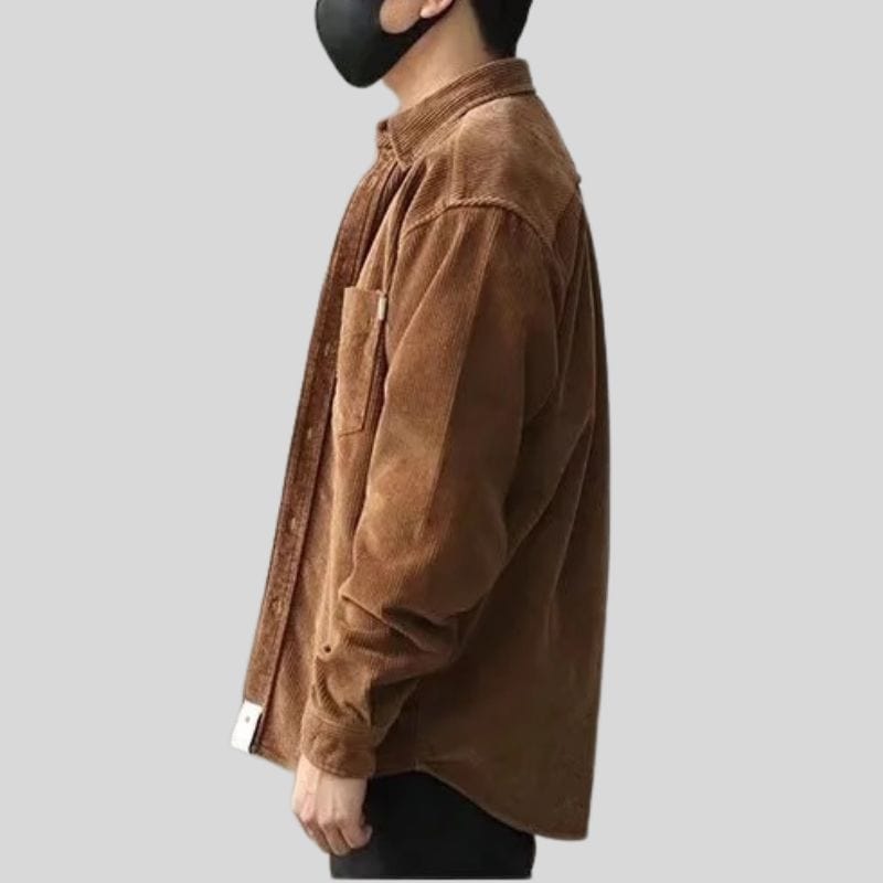 Chemise Homme Velours Marron