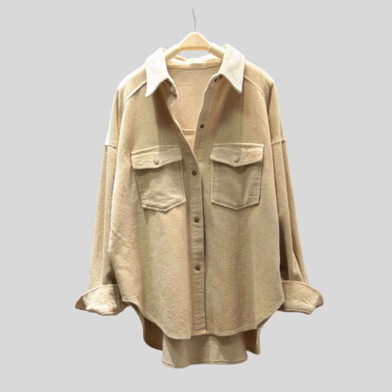 Chemise Velours Beige Femme