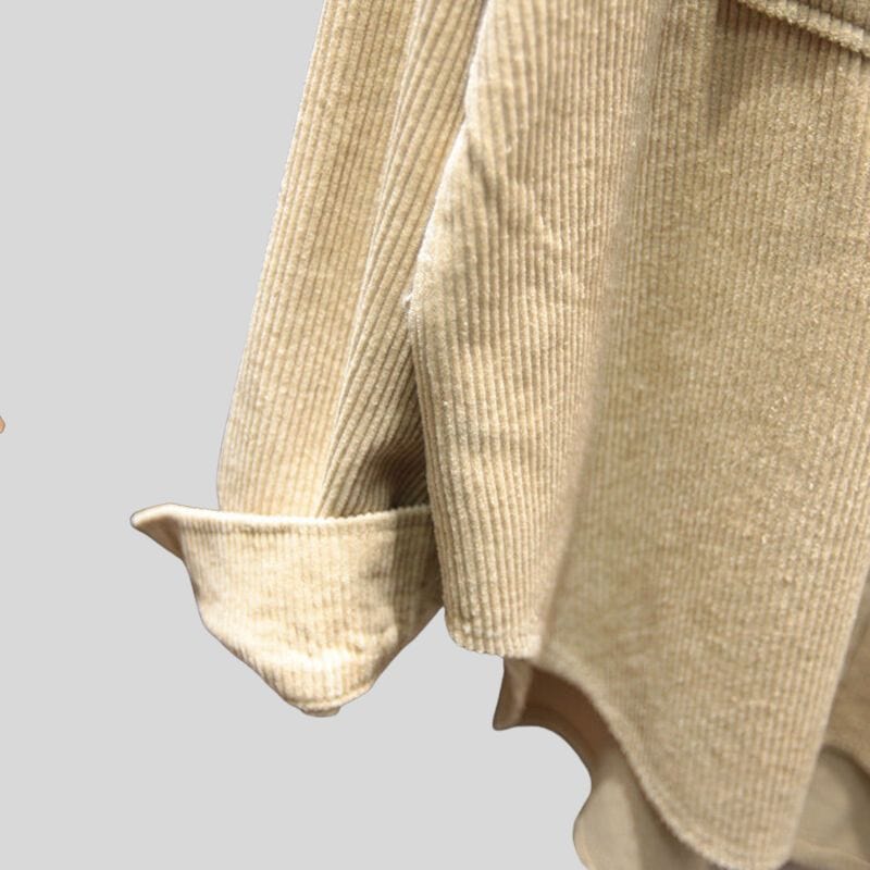 Chemise Velours Beige Femme