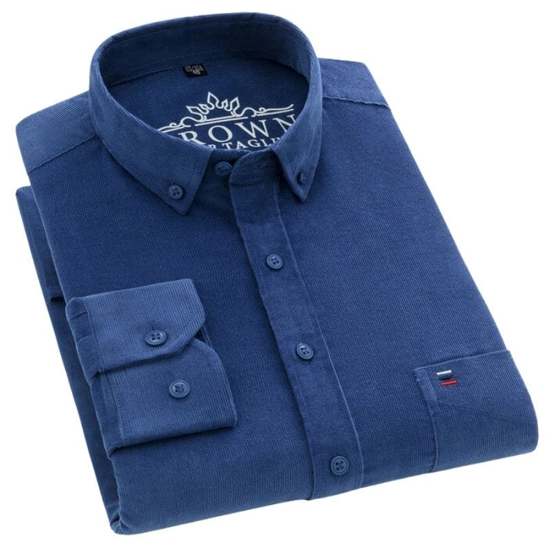 Chemise Velours Bleu Homme