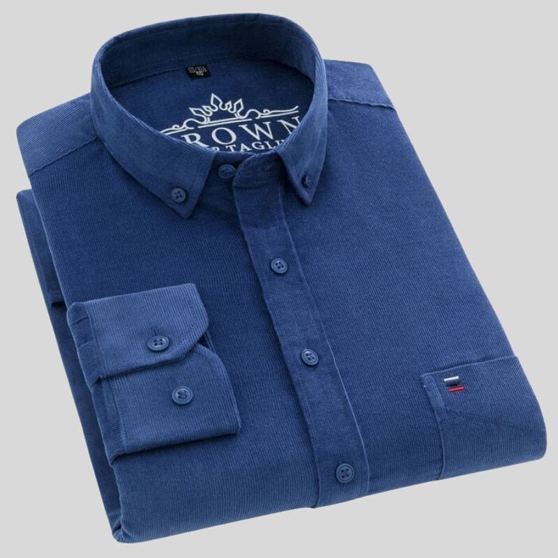 Chemise Velours Bleu Homme