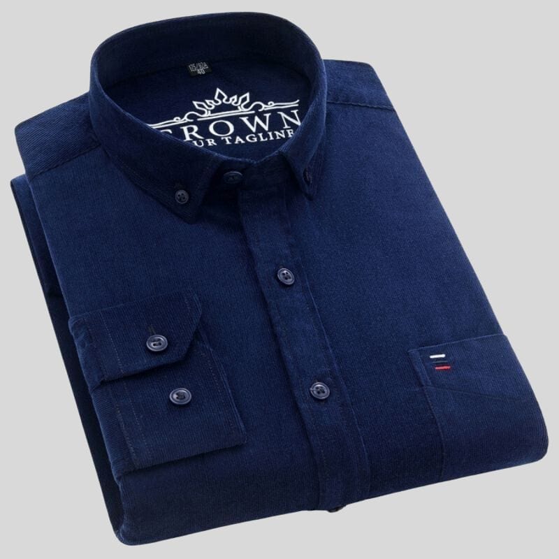 Chemise Velours Bleu Marine Homme