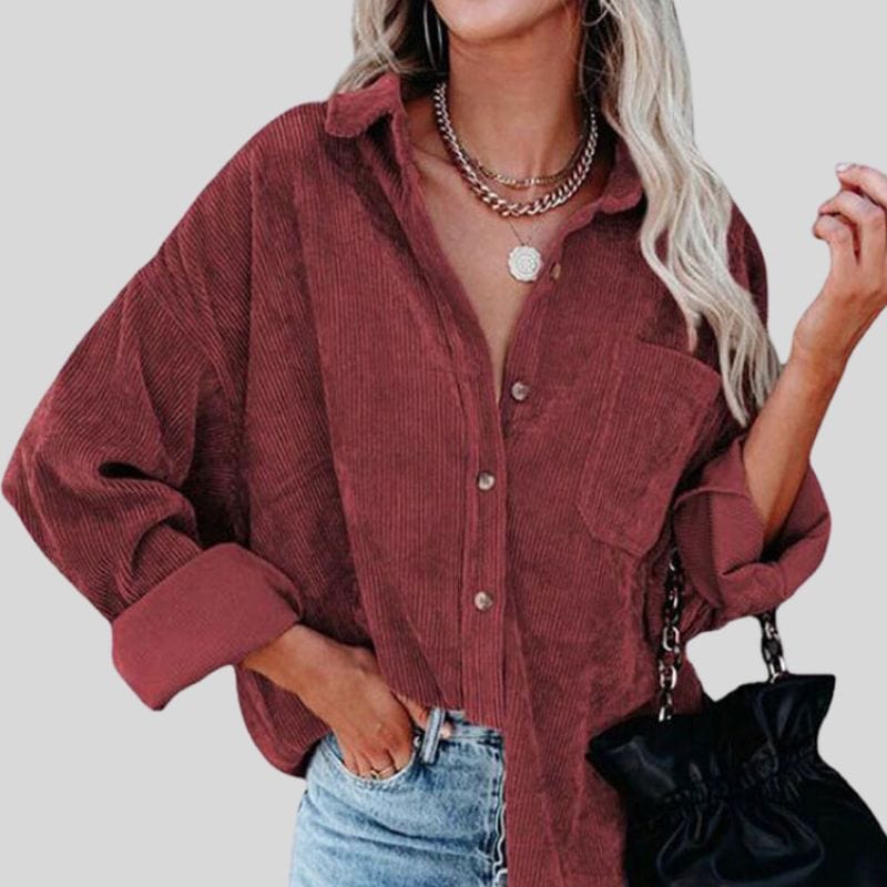 Chemise Velours Bordeaux Femme