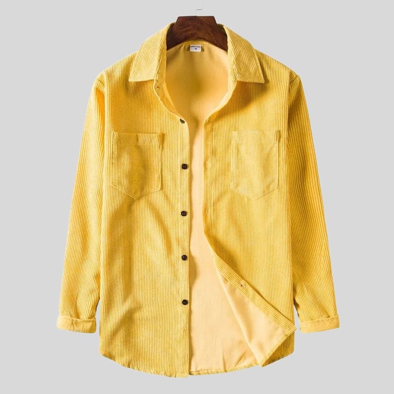 Chemise Velours Cotelé Homme Jaune