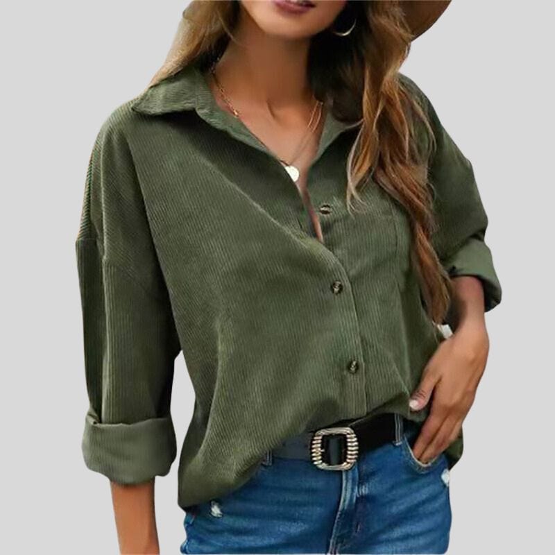 Chemise Velours Femme Kaki