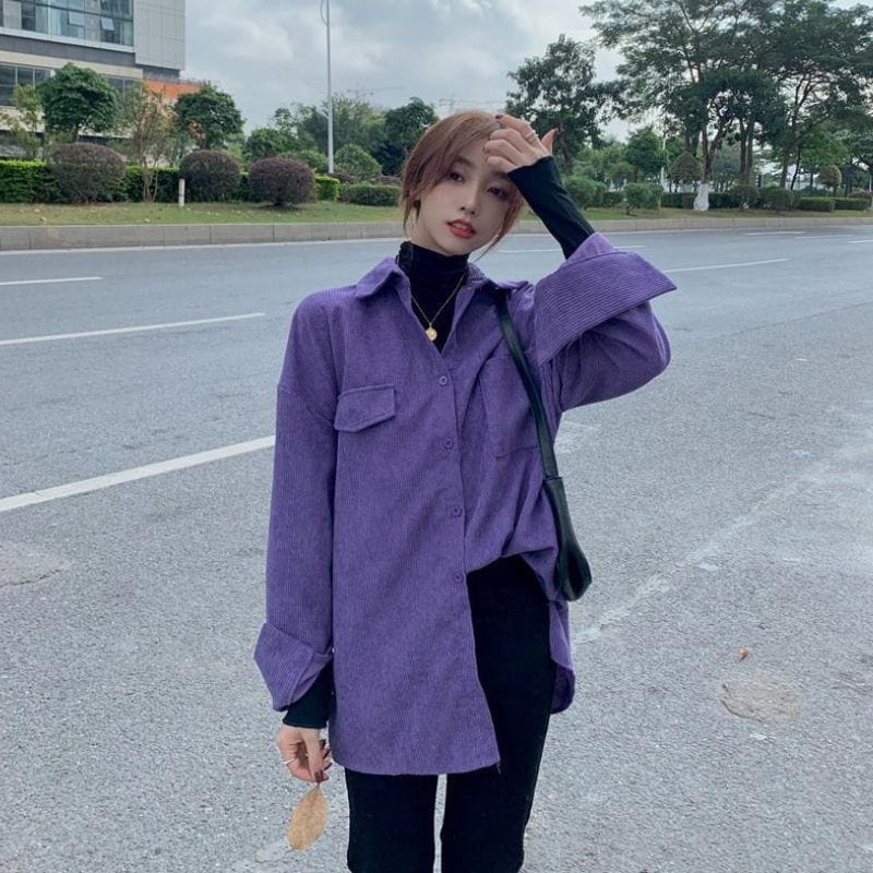 Chemise Velours Femme Violet