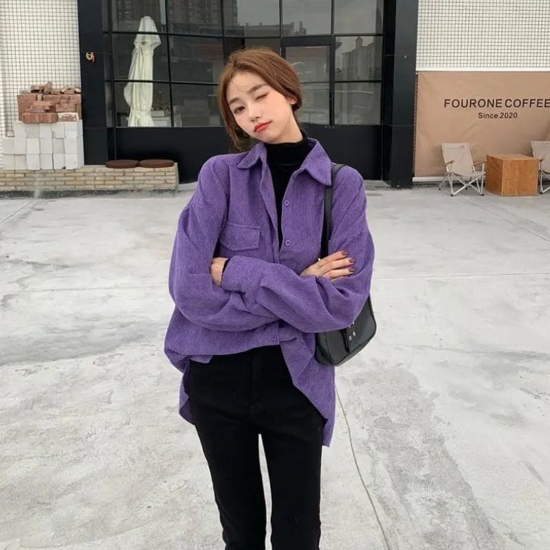 Chemise Velours Femme Violet