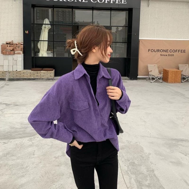 Chemise Velours Femme Violet