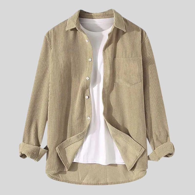 Chemise Velours Homme Beige