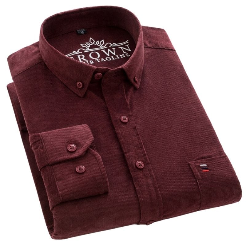 Chemise Velours Homme Bordeaux