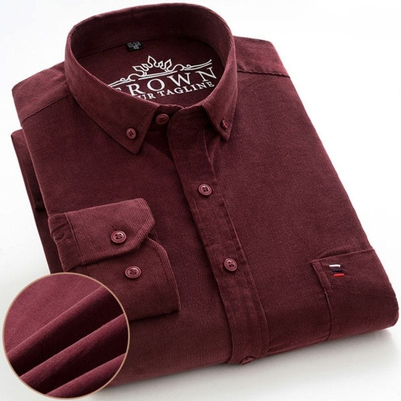 Chemise Velours Homme Bordeaux
