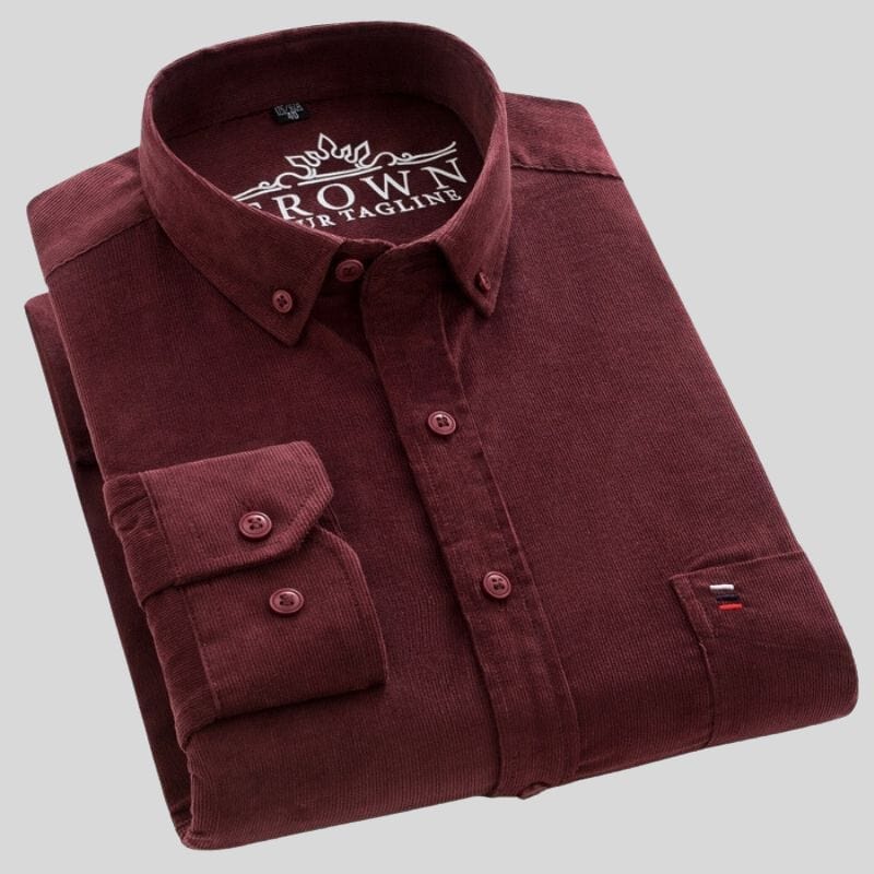 Chemise Velours Homme Bordeaux