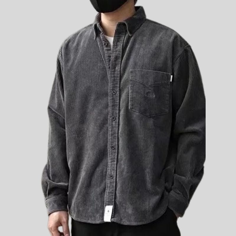 Chemise Velour Homme Gris
