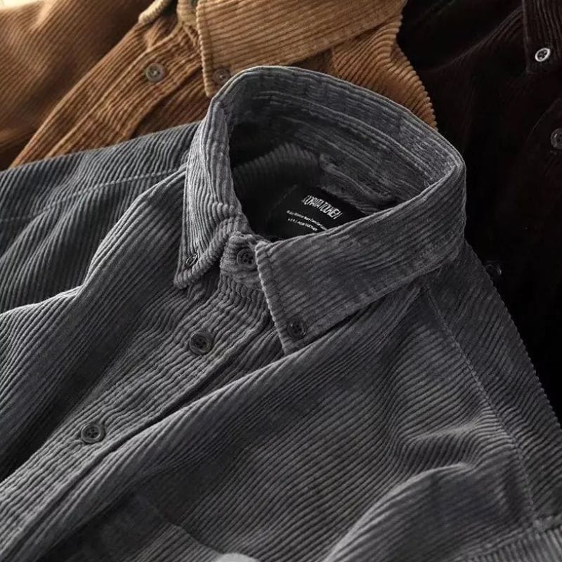 Chemise Velour Homme Gris