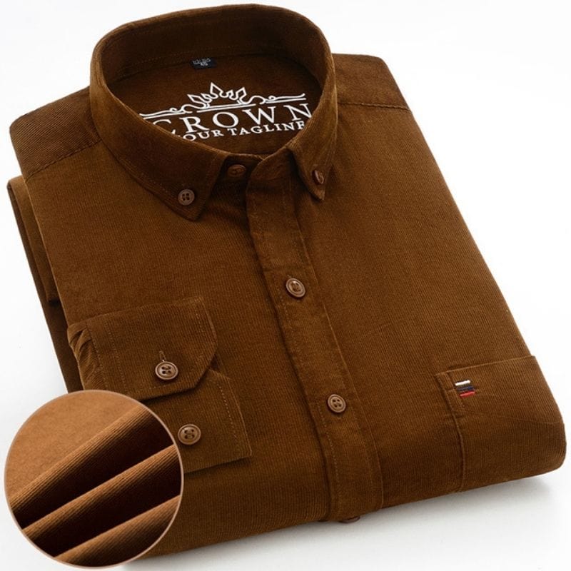 Chemise Velours Marron Homme