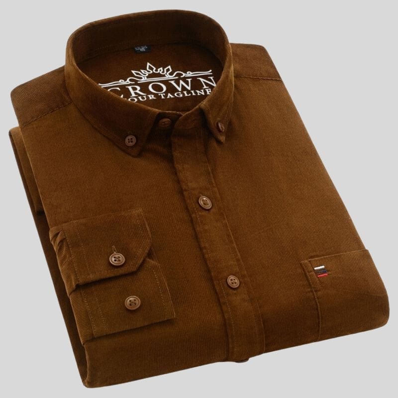 Chemise Velours Marron Homme