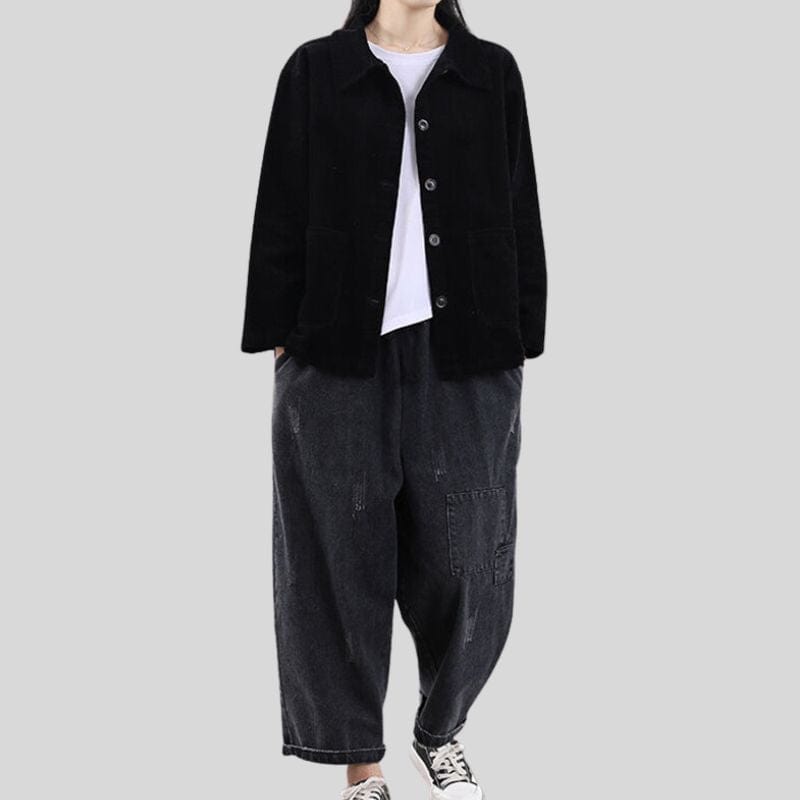 Chemise Velours Noire Femme