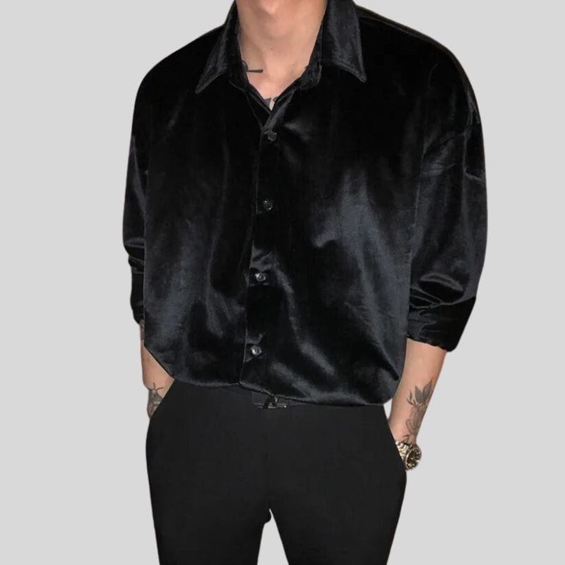 Chemise Velours Noire Homme