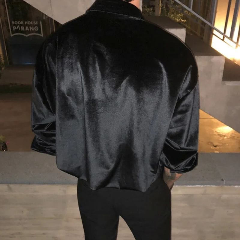 Chemise Velours Noire Homme