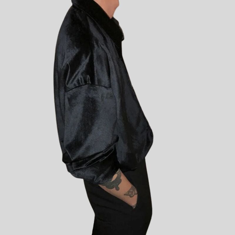 Chemise Velours Noire Homme