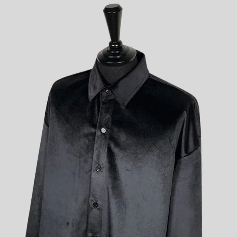Chemise Velours Noire Homme
