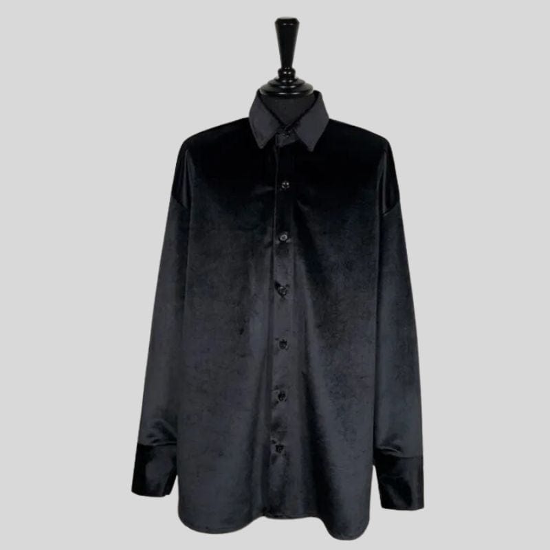 Chemise Velours Noire Homme