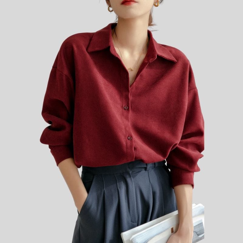 Chemise Velours Rouge Femme