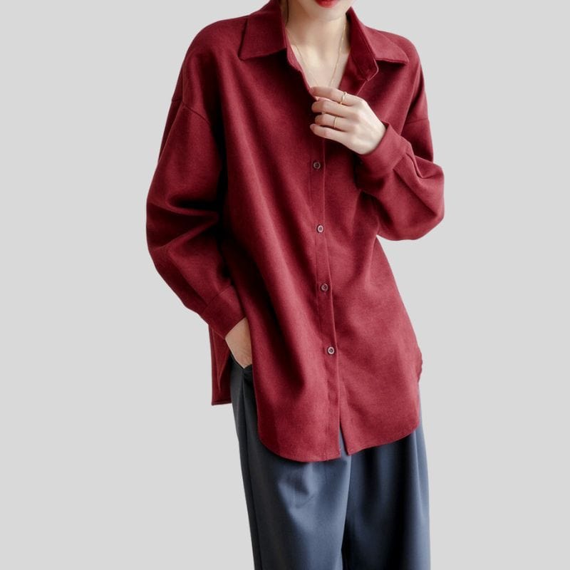 Chemise Velours Rouge Femme