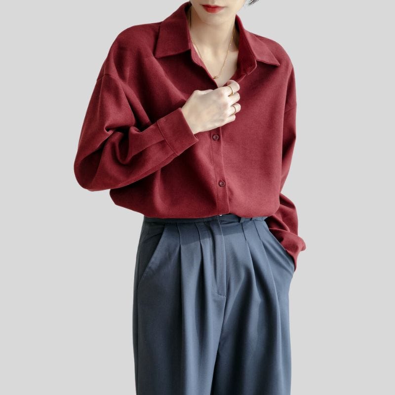 Chemise Velours Rouge Femme