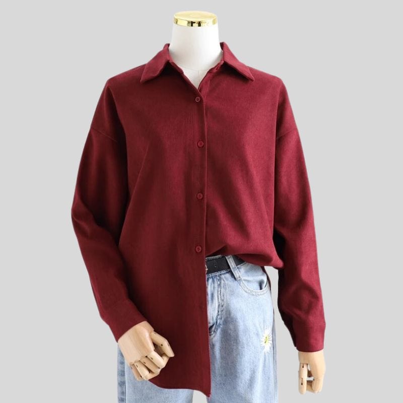 Chemise Velours Rouge Femme