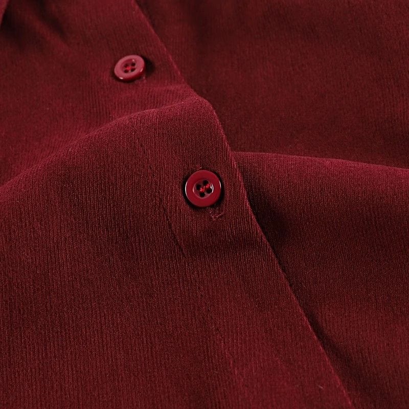 Chemise Velours Rouge Femme