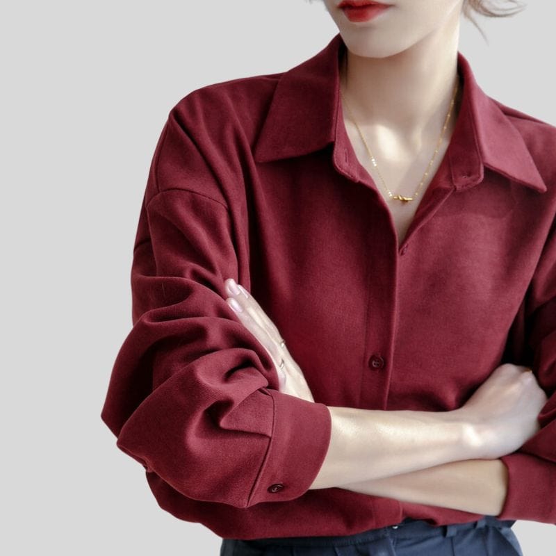 Chemise Velours Rouge Femme