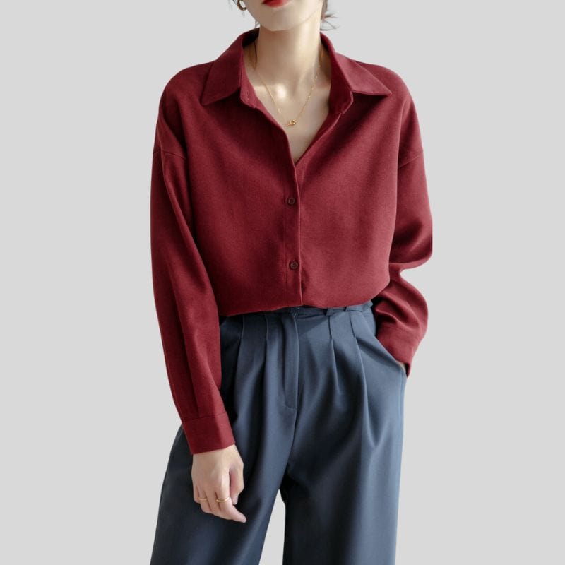 Chemise Velours Rouge Femme