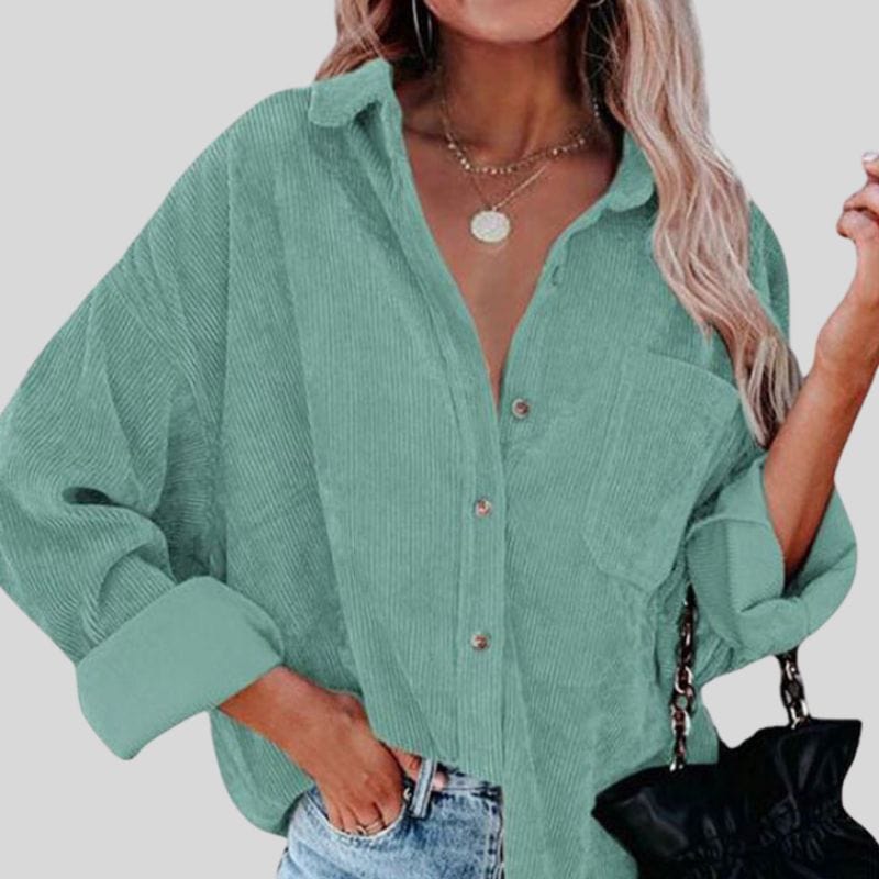 Chemise Velours Vert Femme