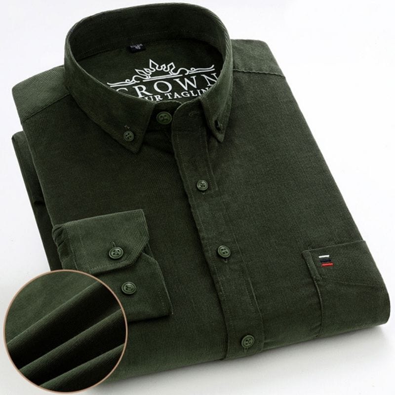 Chemise Velours Vert Homme
