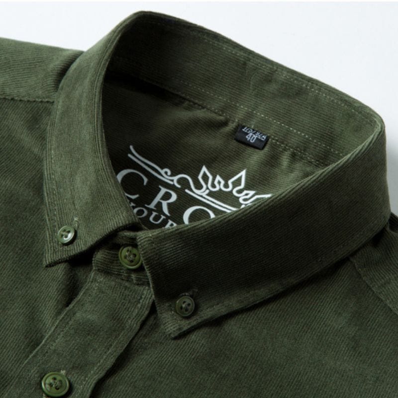 Chemise Velours Vert Homme