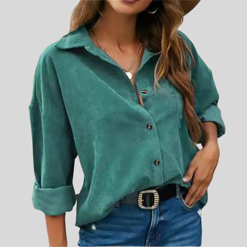 Chemise Velours Verte Femme