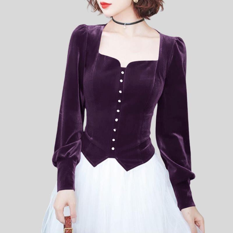 Chemise Velours Violet Femme