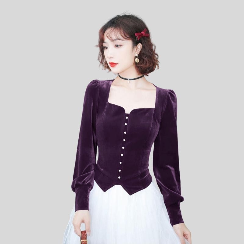 Chemise Velours Violet Femme