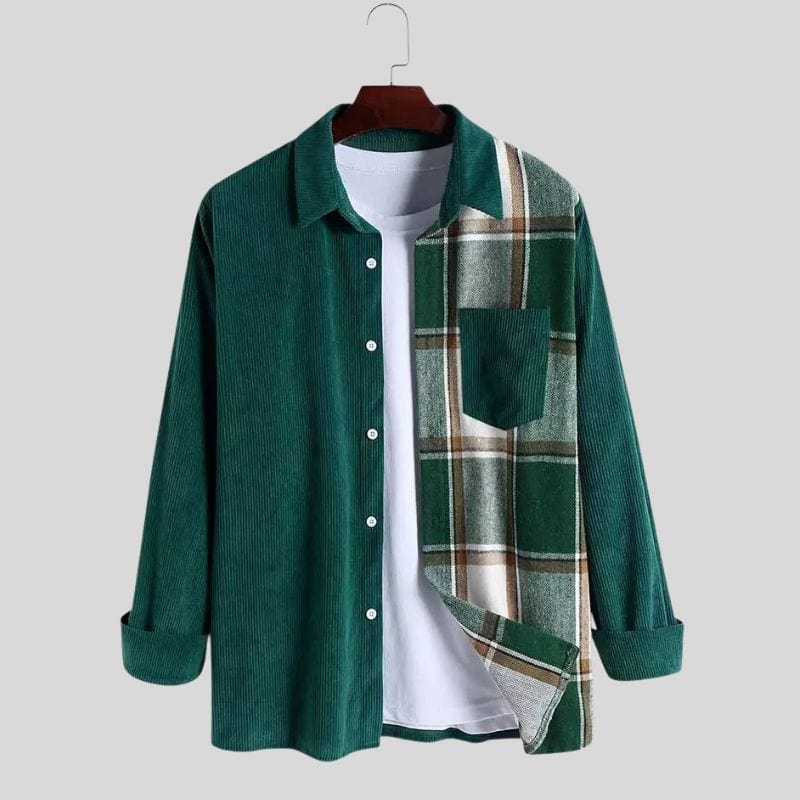 Chemise Verte Velour Homme