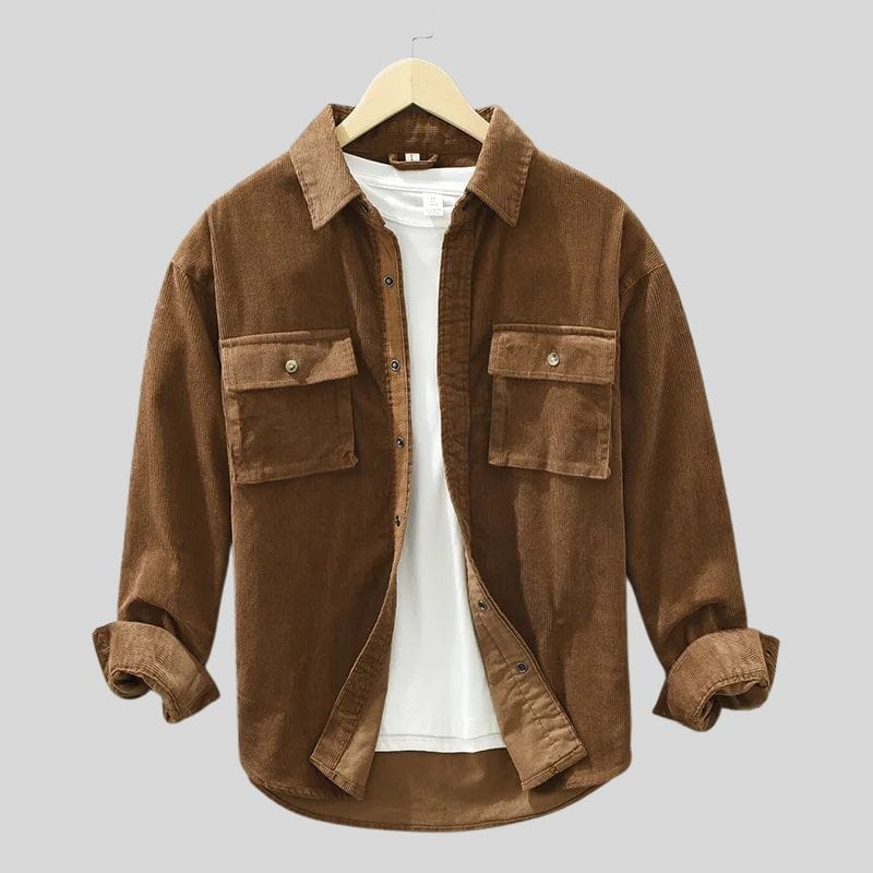 Chemise en Velours Côtelé Marron Homme