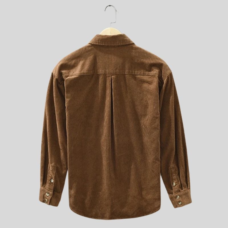 Chemise en Velours Côtelé Marron Homme