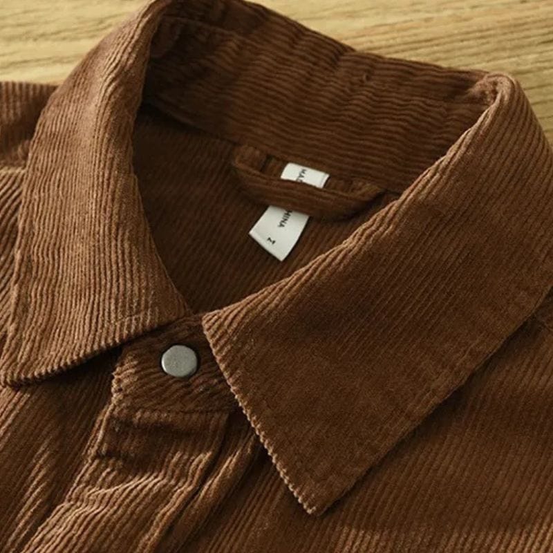 Chemise en Velours Côtelé Marron Homme